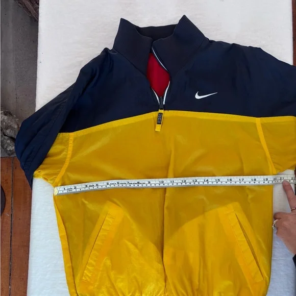 Vintage 90’s Nike Reversible Quarter Zip Windbreaker Jacket Red/Navy/Yellow M - Picture 13 of 15